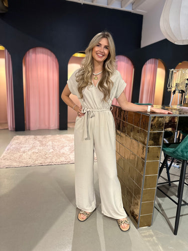 Kastgeluk jumpsuit overslag